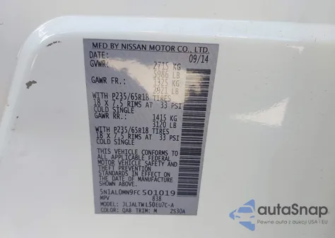 2015 Infiniti Qx60 from USA, damaged, VIN 5N1AL0MN9FC501019